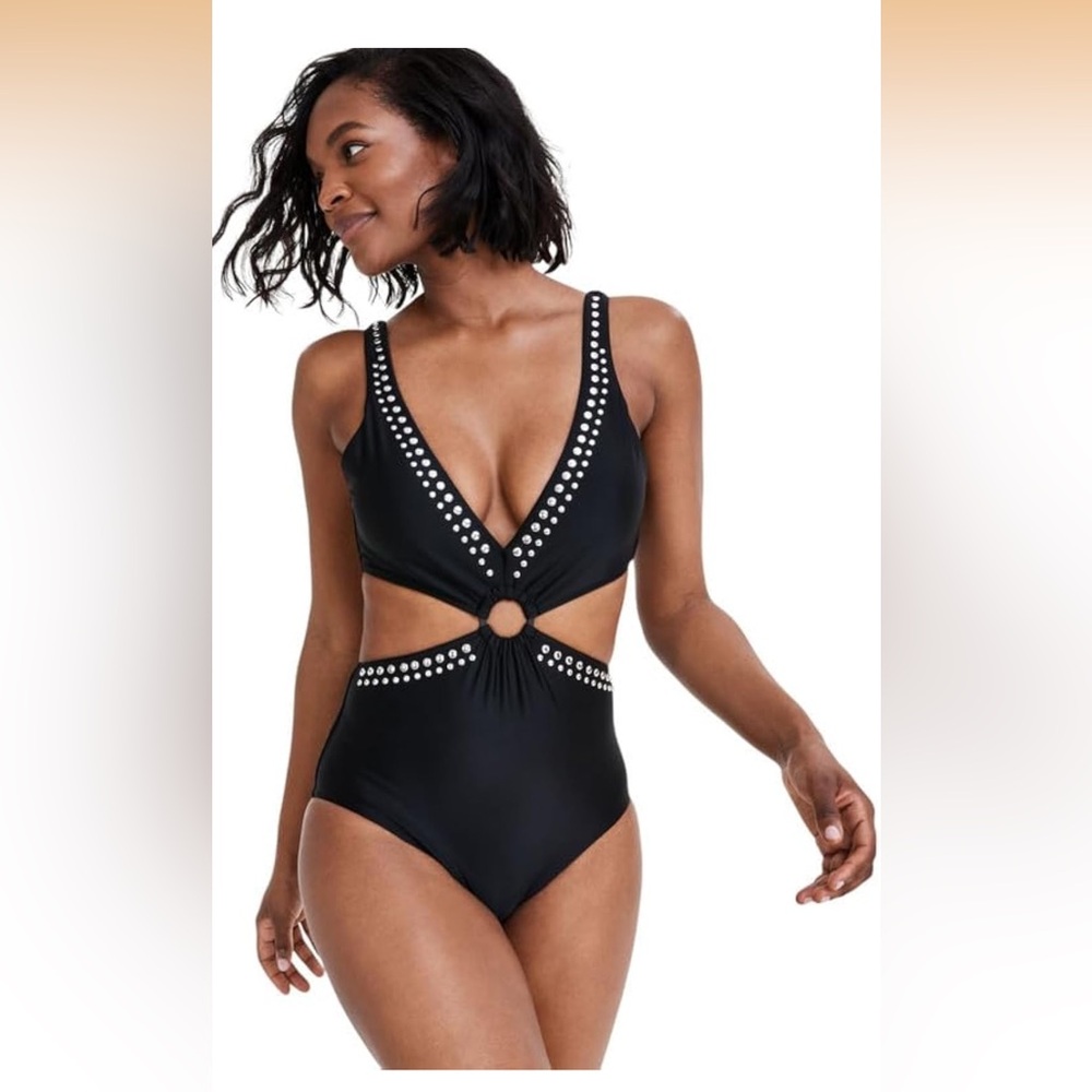 Bar III Black Studded One-Piece Swimsuit - Picture 2 of 3